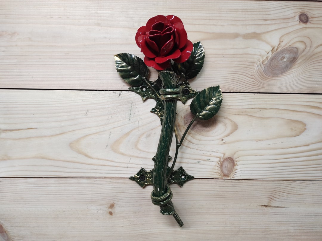 Door Handle, Metal Handle, Rose, Flower Door Handle Etsy