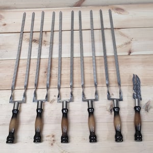 Grilling Set, Stainless Steel Skewers, Birthday Gift, Grill Tools, Grilling Gift, Hand Forged, Grill Utensils, Iron Gifts, Steel Gift
