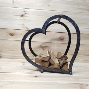 Heart Firewood Rack: Wrought Iron Fireplace Basket
