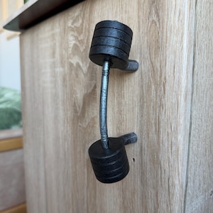Dumbbell Door Handle – Forged Iron Gym Style Cabinet Pull