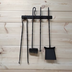 Forged fireplace tools set, fireplace poker, fireplace tongs, shovel, broom, hand forged, fireplace gift, fireplace tool, fire poker