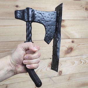 Forged Iron Axe Door Handle: Viking Barn Door Pull