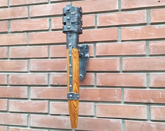 Hand Forged Wrought Iron Wall Sconce Torch: Medieval Viking Lantern