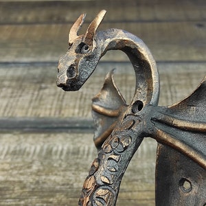 Dragon door handle, door handle, metal handle, hand forged handle, barn door handle, door decor, wrought hardware, metal forged handle