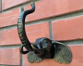 Elephant door handle, door handle, metal handle, hand forged handle, barn door handle, door decor, wrought hardware, metal forged handle