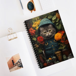 Kitten in the Garden Spiral Notebook - Ruled Line 8x6 in.