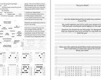 Digitales Songwriter Journal: Akkorde, Texte, Texte (Instant Download)
