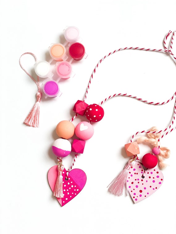 DIY Valentine Necklace Craft Kit Kids Craft Valentines Day Craft