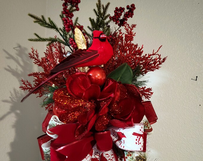 Christmas Tree Topper, Cardinal Tree Topper, Cardinal Christmas Decor
