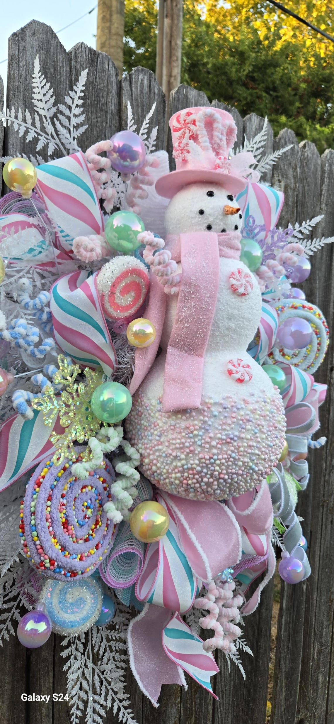 Pastel Snowman Christmas Wreath: Candyland Holiday Door Decor - Etsy