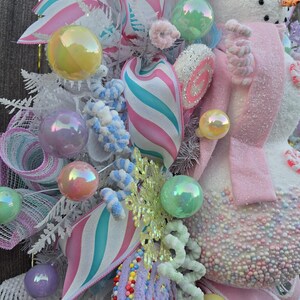 Pastel Snowman Christmas Wreath: Candyland Holiday Door Decor - Etsy