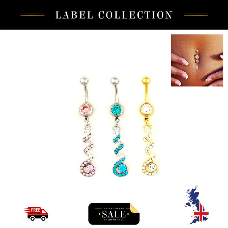 Navel Button Belly Bar Piercing Ring Body Jewellery Stainless Etsy UK