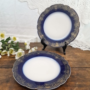2 Assiettes plates en porcelaine de Paris