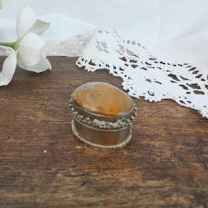 Stone and silver pillbox