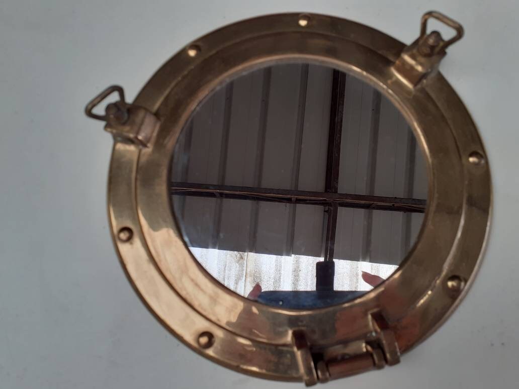 Miroir Rond Hublot de Bateau en Laiton