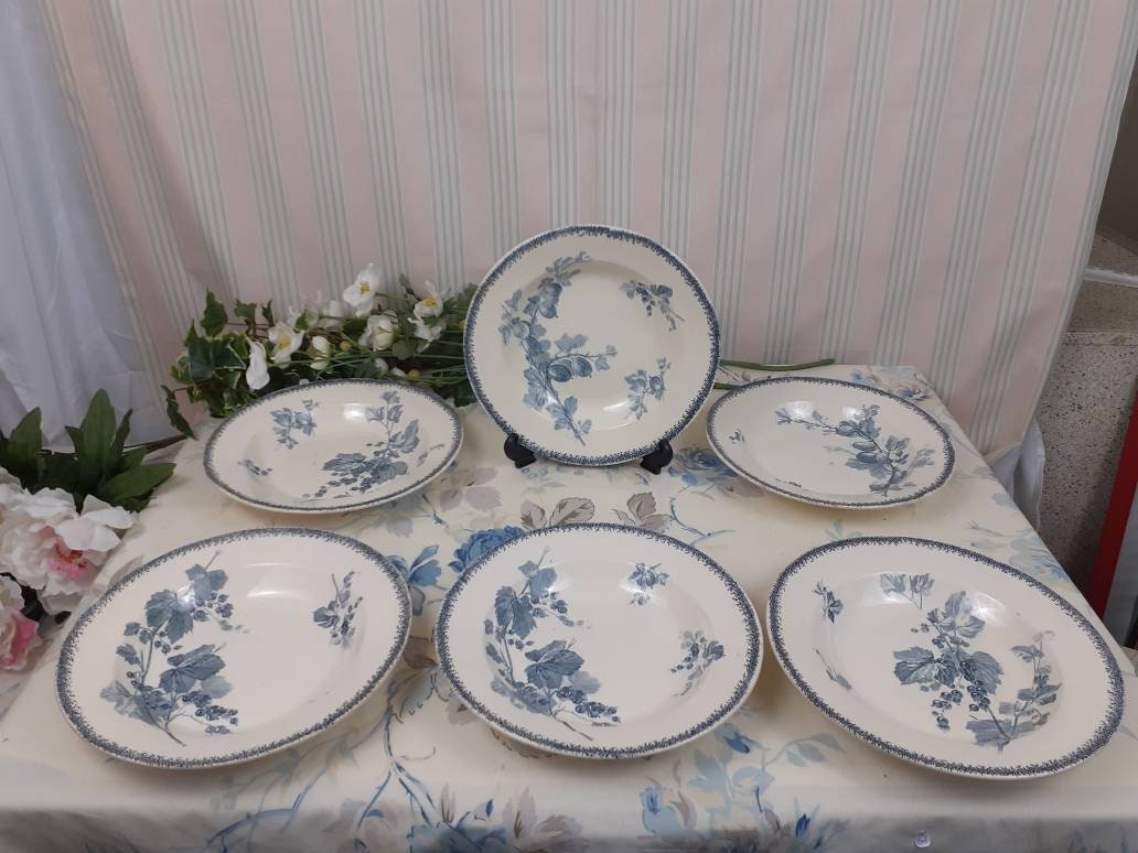 6 Assiettes Creuses Groseille Sarreguemines