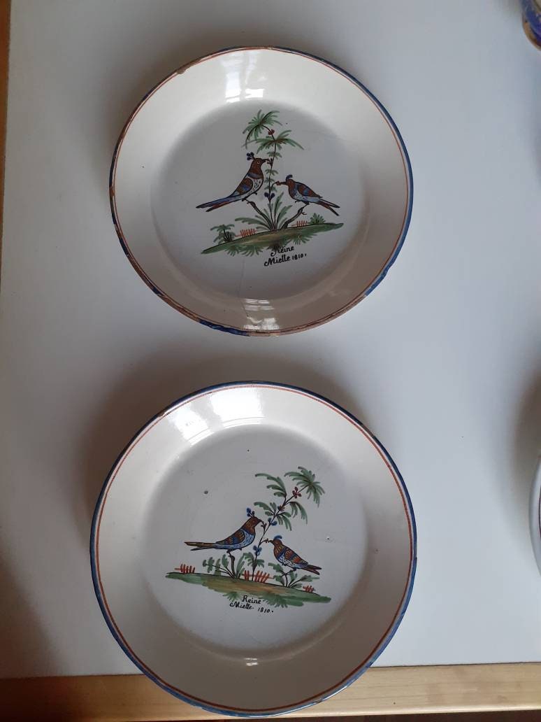 Assiettes de 1810 Décor Oiseaux Nevers ou Alentours