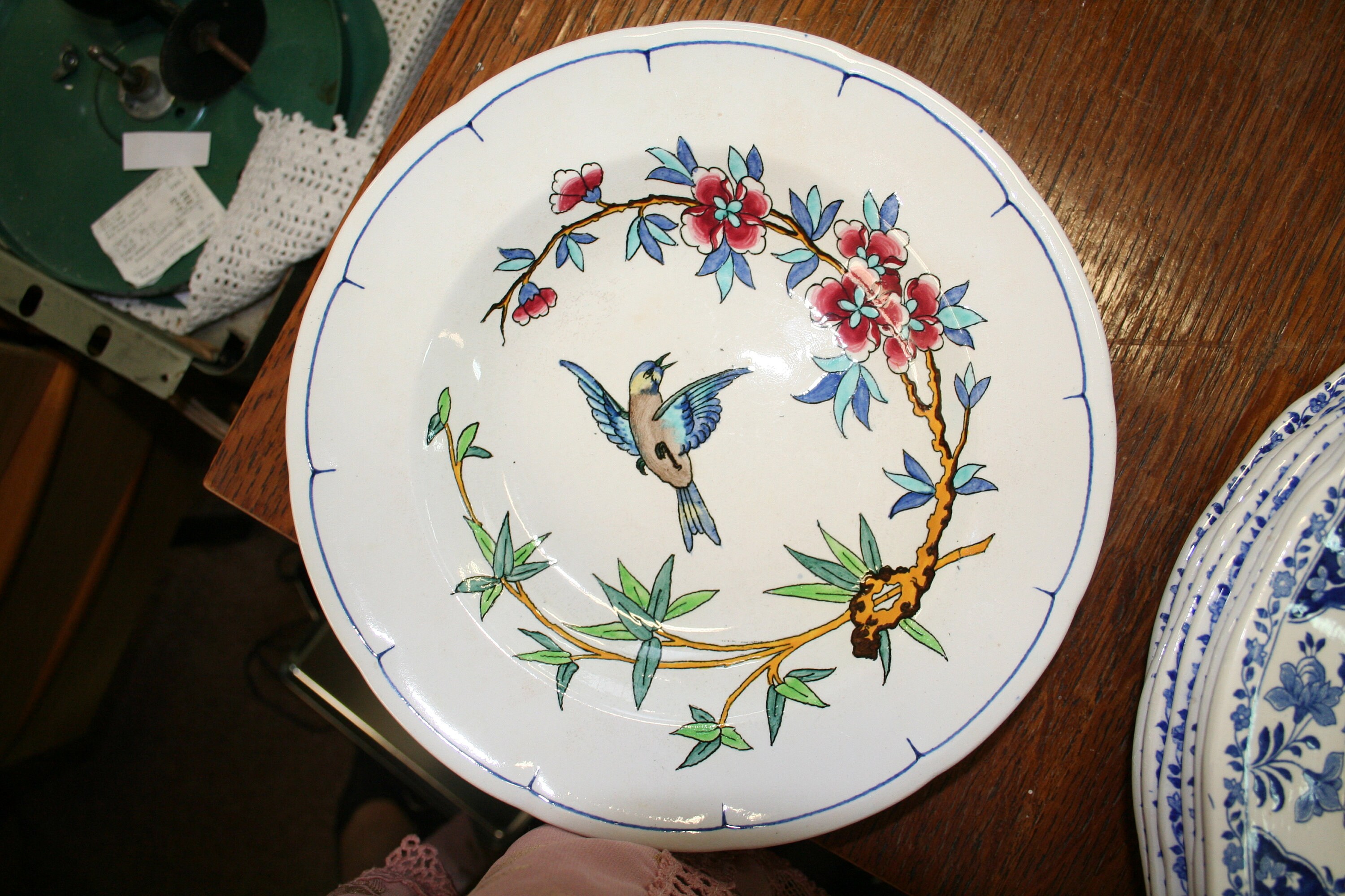 Lot de 6 Assiettes Creuses Décor Oiseaux et Insectes Longwy Xixeme