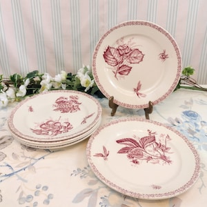6 Choisy-Le-Roi pink dinner plates