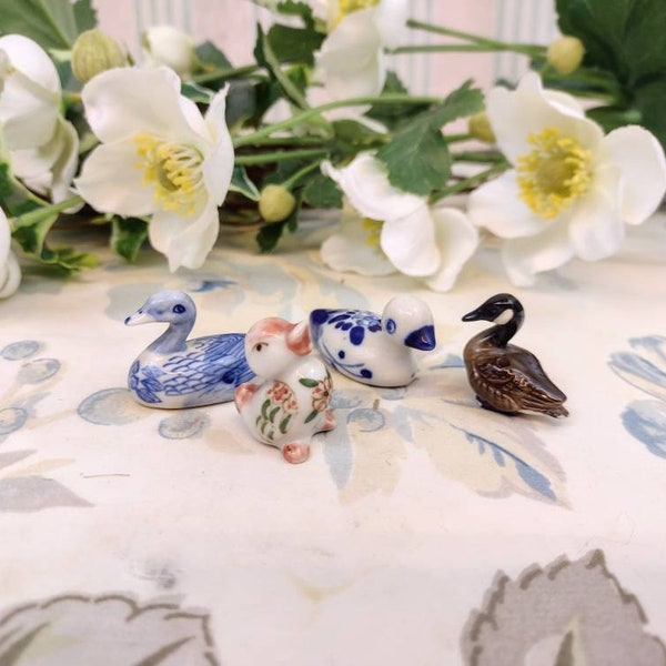 Group of miniature ceramic ducks