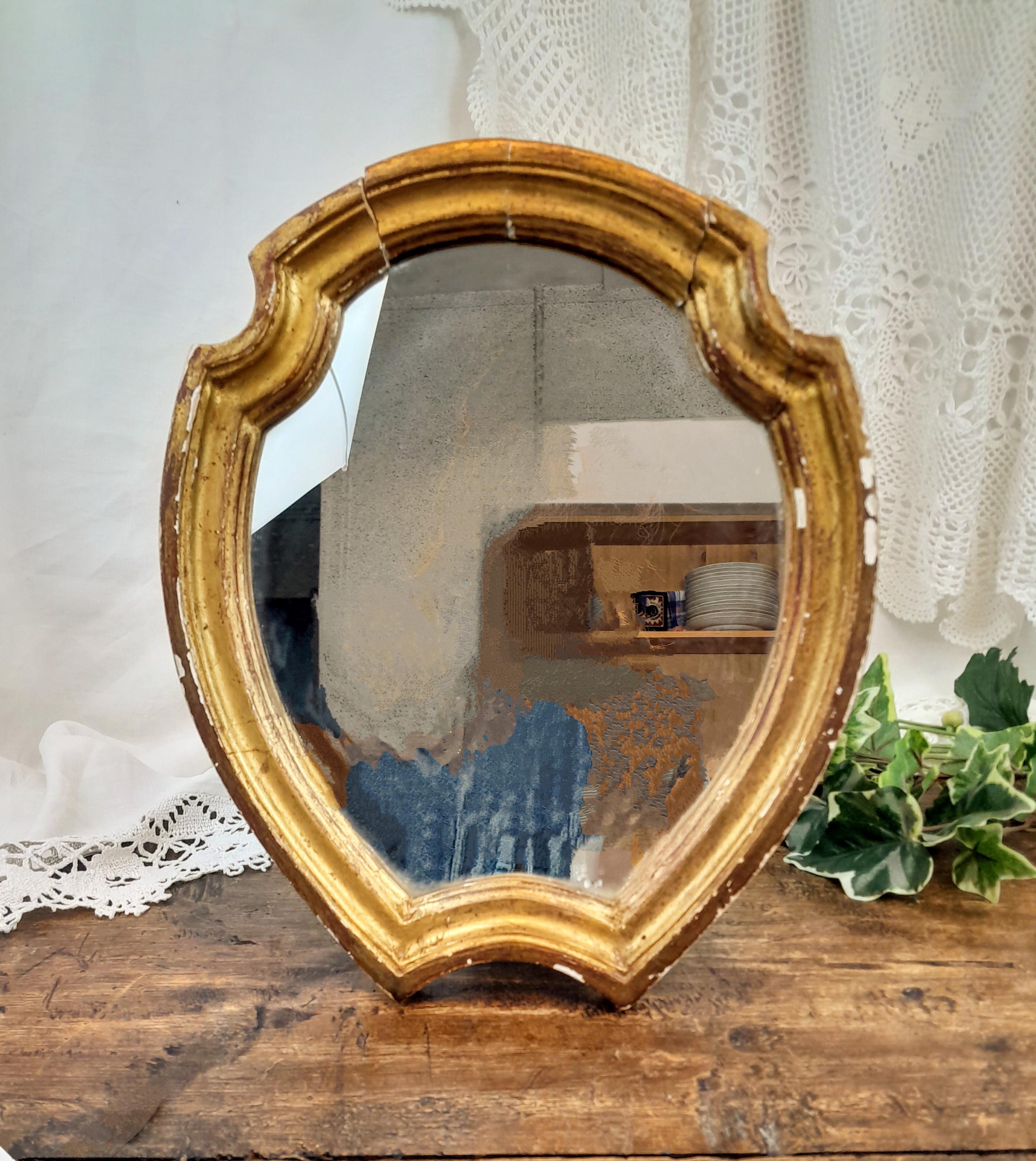 Grand Miroir Mural Rond Doré 24,5" – Style Vintage, Cadre En Fer, Déco Intérieur