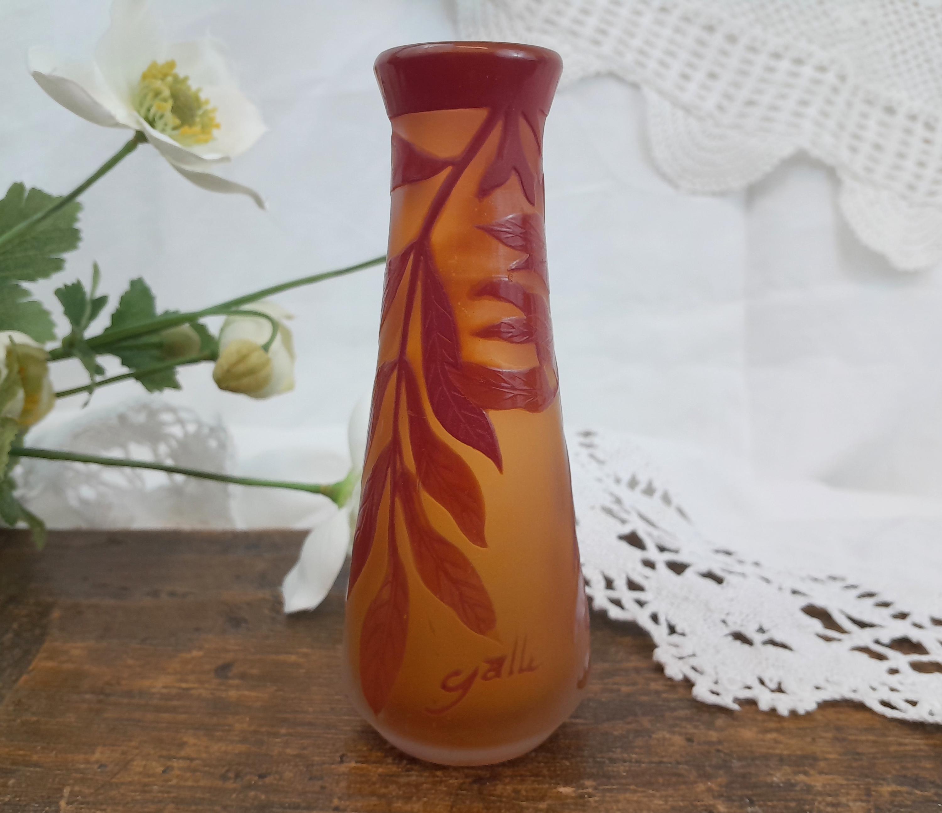 エミール・ガレ作の小さなオレンジの花瓶 - Etsy 日本