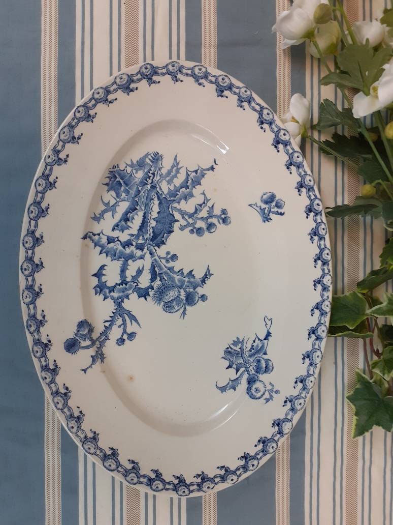 Plat Ovale Gien Chardon Bleu