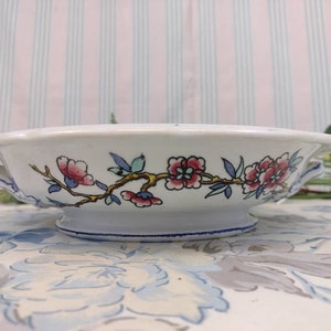 Longwy polychrome flower handle dish