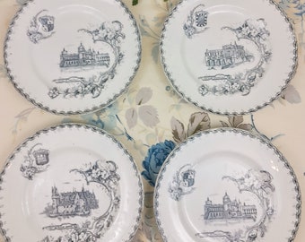 4 Assiettes Creil et Montereau Châteaux de France