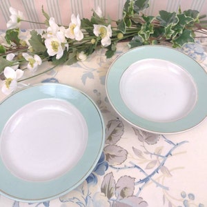 2 mint porcelain soup plates