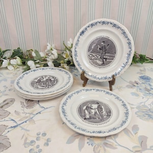 6 Longwy Plates The Pleasures of Hunting