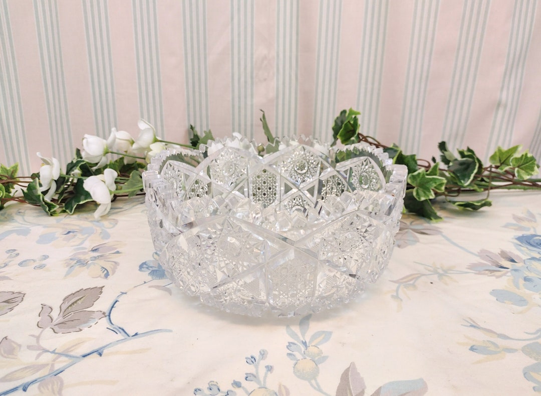 2 Saladiers En Cristal Taillé – Style Louis XVI – Transparents – Vintage