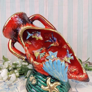 Vallauris night light red stranded amphora
