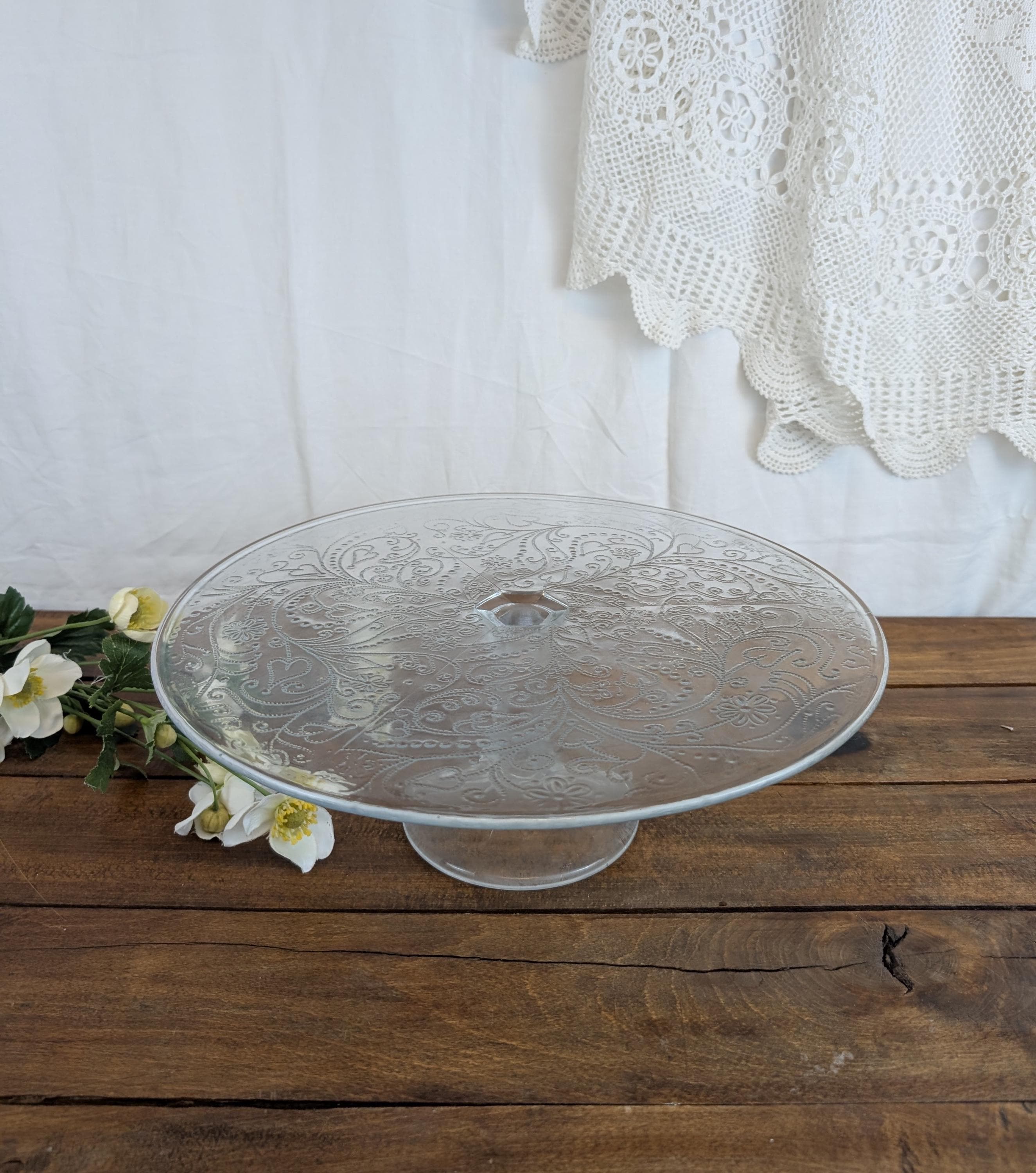 Présentoir à Gâteaux 2 étages Sarreguemines - Céramique Florale Vintage