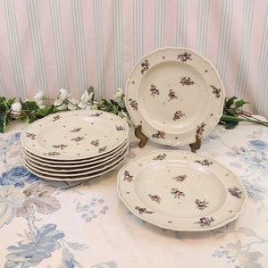 8 Limoges flower soup plates