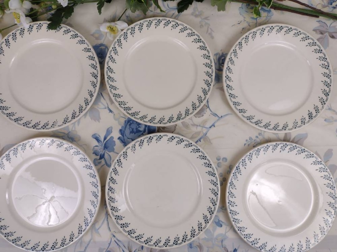 6 Choisy-le-roi Dinner Plates With Small Green Flowers - Etsy