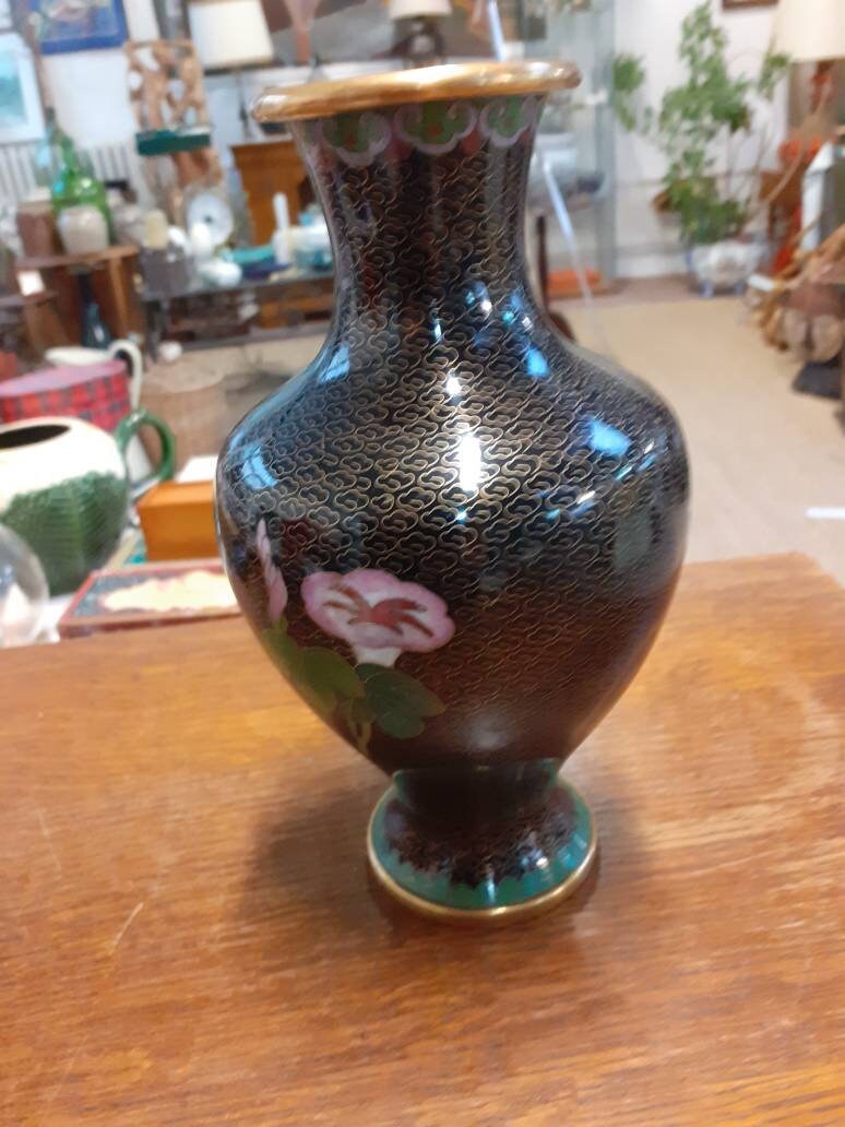 Vase en Emaux Cloisonné Noir