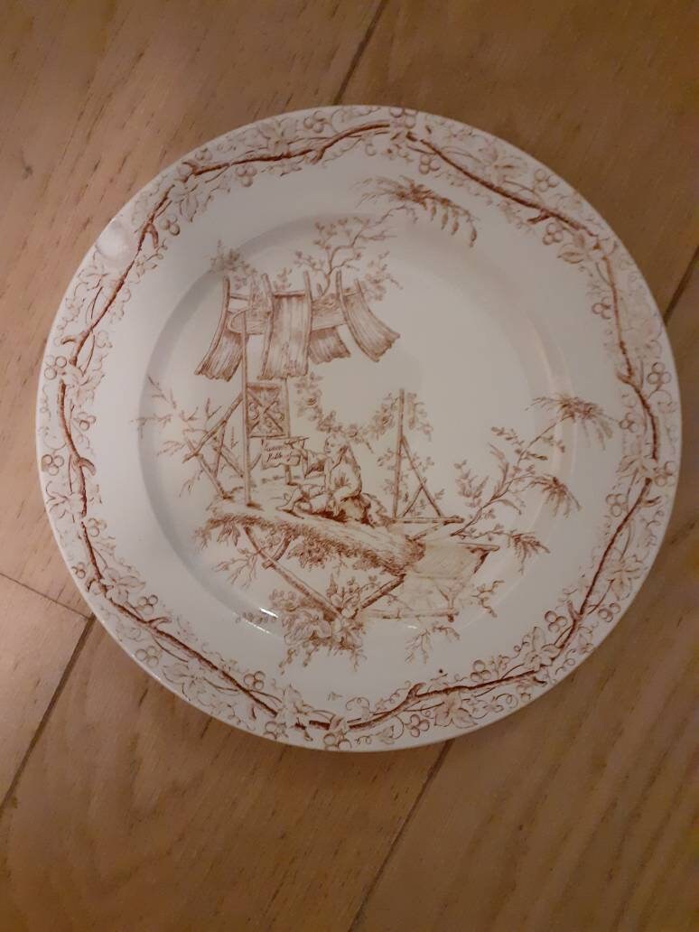 Lot de 6 Assiettes A Dessert Kg Luneville Decor Japonisant