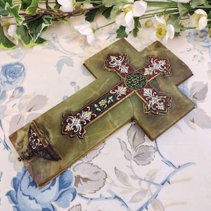 Enameled stone cross