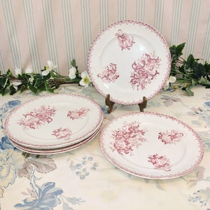 6 Badonviller Amours pink plates