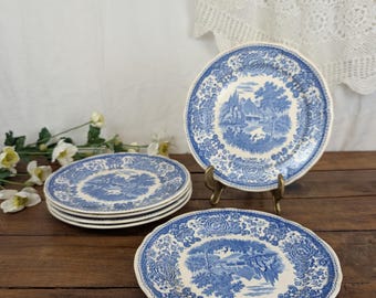 Villeroy and Boch Burgenland Blue and White Plates, Vintage