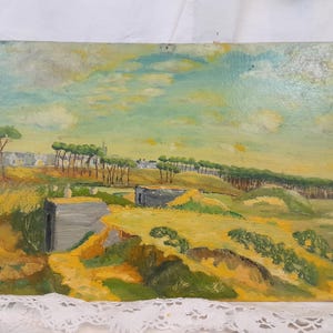 Vestiges du mur de l'Atlantique Huile sur Carton