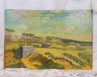 Remains of the Atlantic Wall Oil on Cardboard