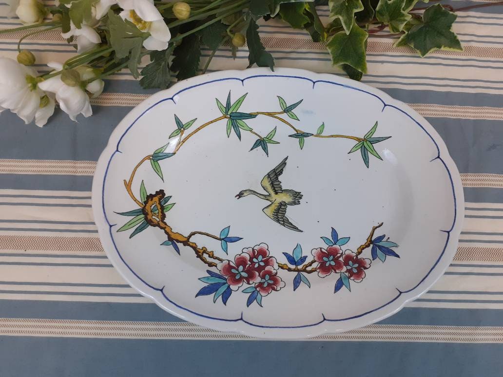 Plat Ovale Longwy Oiseaux