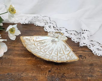 フランス】シェル バターディッシュ ヴィンテージ ガラスプレート付き