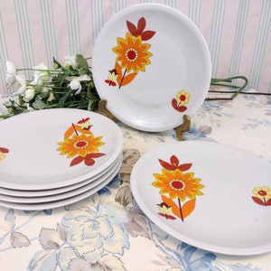 6 orange seventies flat plates