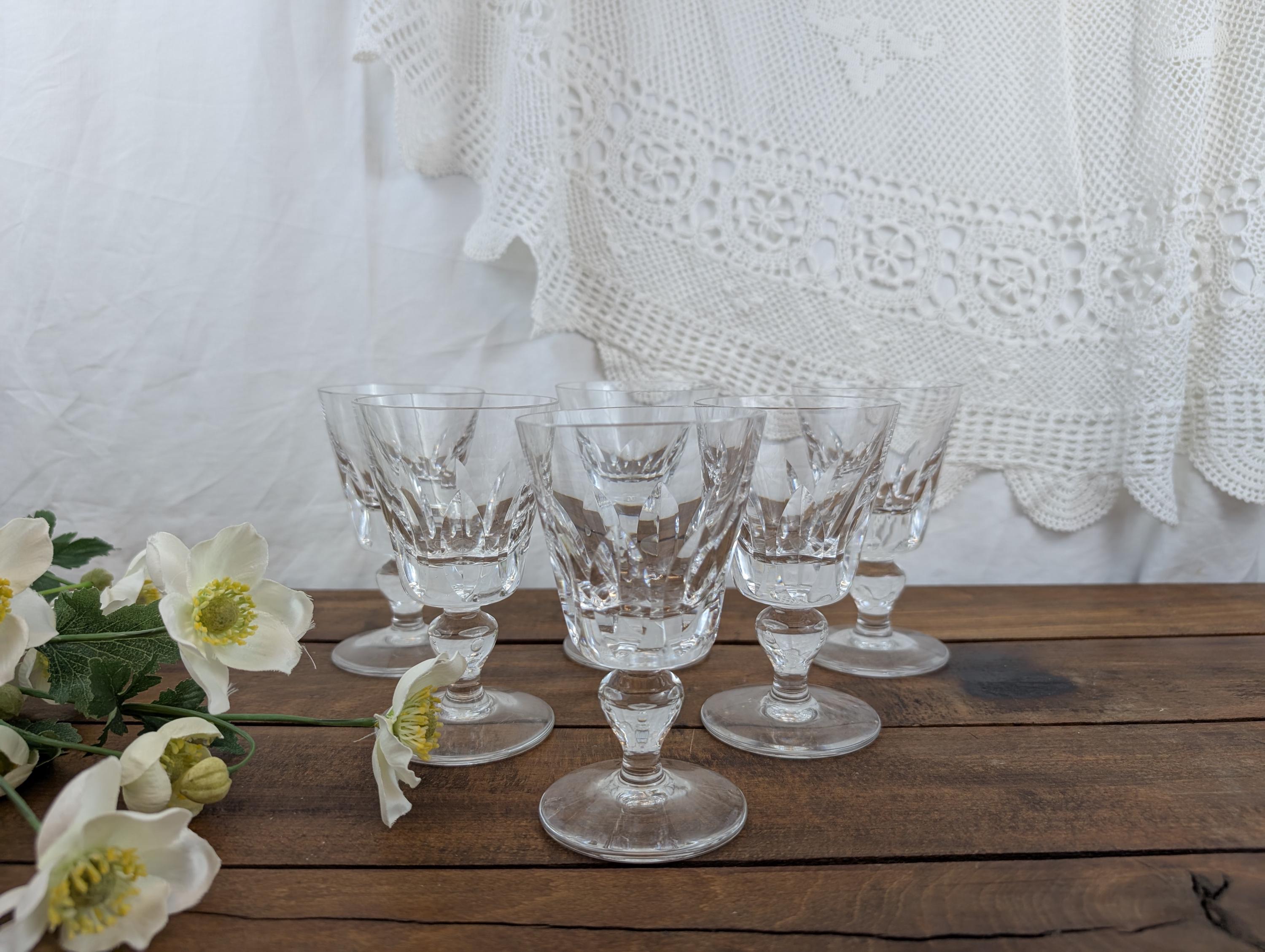 6セントルイスクリスタルステムグラス、ジャージーパターン - Etsy 日本