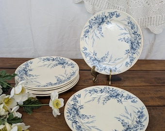 7 Dessert Plates Linotte Creil and Montereau