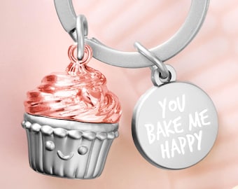 Cupcake Schlüsselanhänger "Sweety" - Glücksbringer Geschenk Partnerin Beste Freundin - Muffin Törtchen Glücksbringer mit Gravur