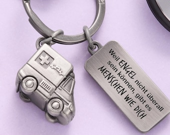 Krankenwagen Schlüsselanhänger Rettungswagen Glücksbringer - Ärztin Geschenk Arzt Schlüsselanhänger - Notarzt Sanitäter Mediziner Geschenke